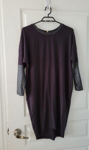 KENNETH COLE REACTION FAUX LEATHER SLEEVE DRESS SIZE S